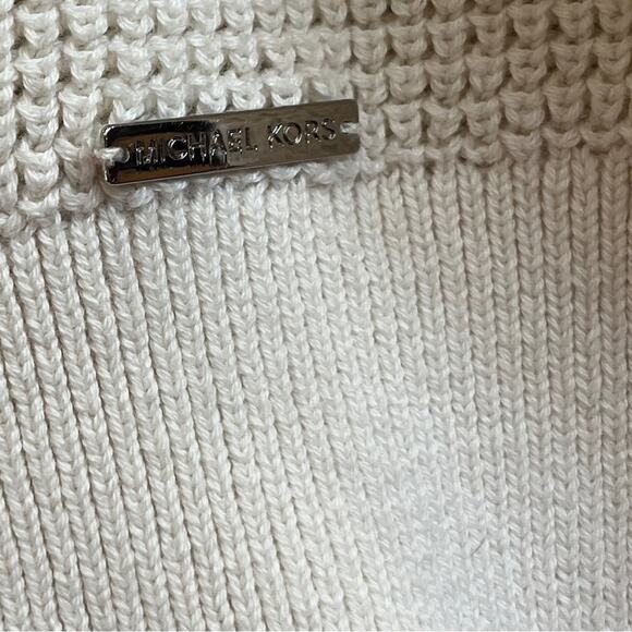Michael Kors Tunic Sweater Womens Size 1X Ivory Knitted V Neck Simple Basic Sexy - Picture 3 of 10